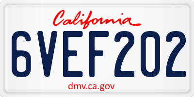 CA license plate 6VEF202