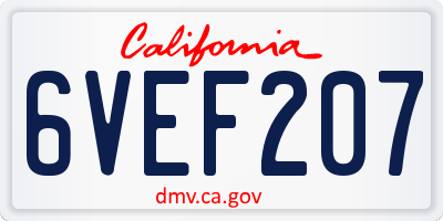CA license plate 6VEF207