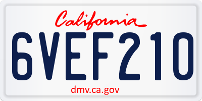 CA license plate 6VEF210