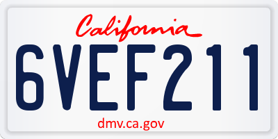 CA license plate 6VEF211
