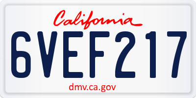 CA license plate 6VEF217