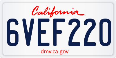 CA license plate 6VEF220