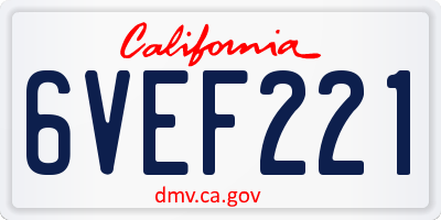 CA license plate 6VEF221