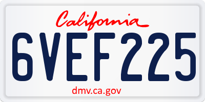 CA license plate 6VEF225