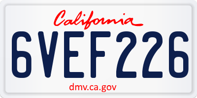 CA license plate 6VEF226