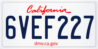 CA license plate 6VEF227
