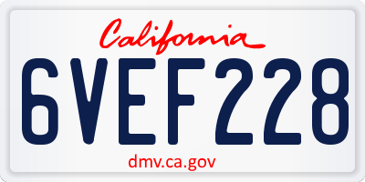 CA license plate 6VEF228