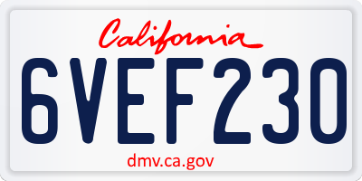 CA license plate 6VEF230