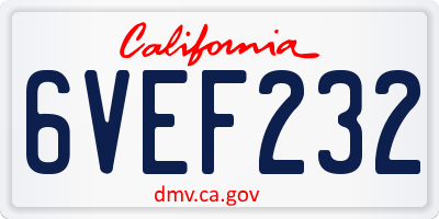 CA license plate 6VEF232