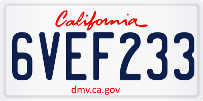 CA license plate 6VEF233