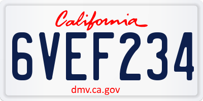 CA license plate 6VEF234