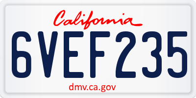 CA license plate 6VEF235