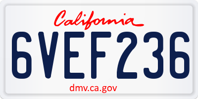 CA license plate 6VEF236