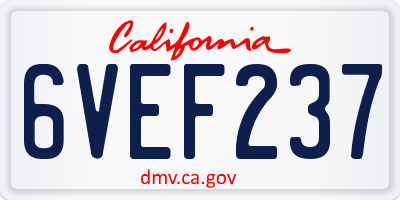 CA license plate 6VEF237