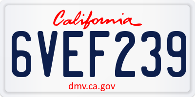 CA license plate 6VEF239