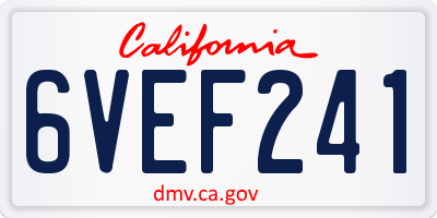 CA license plate 6VEF241