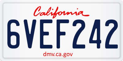 CA license plate 6VEF242