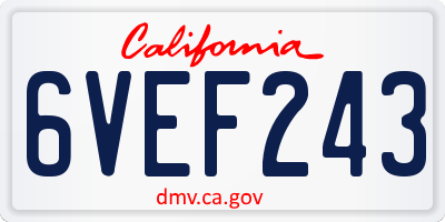CA license plate 6VEF243
