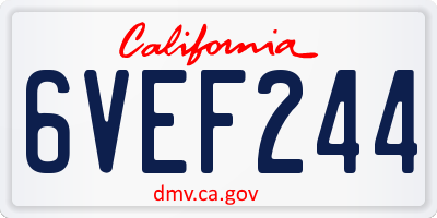CA license plate 6VEF244