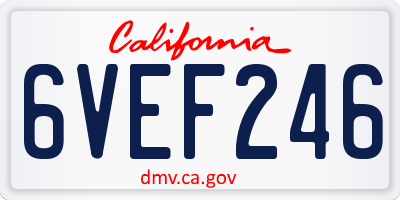 CA license plate 6VEF246