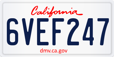CA license plate 6VEF247