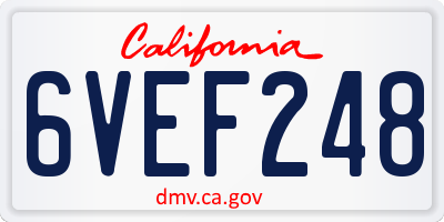 CA license plate 6VEF248