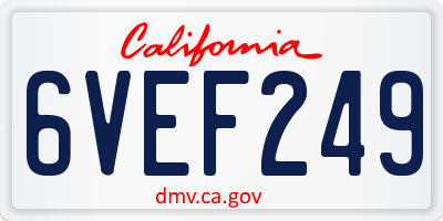 CA license plate 6VEF249