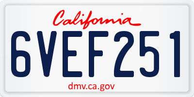 CA license plate 6VEF251