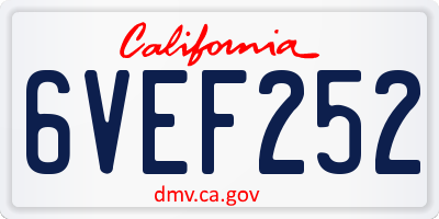 CA license plate 6VEF252