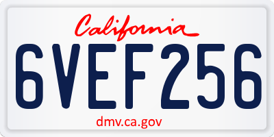 CA license plate 6VEF256