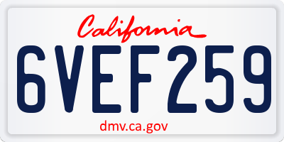 CA license plate 6VEF259