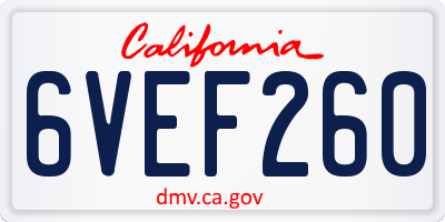 CA license plate 6VEF260