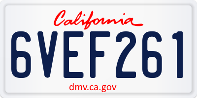 CA license plate 6VEF261