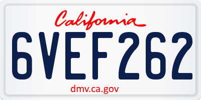 CA license plate 6VEF262