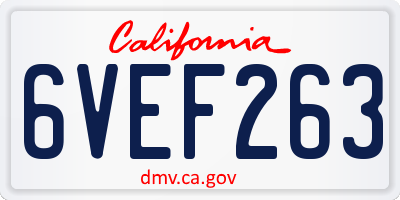CA license plate 6VEF263