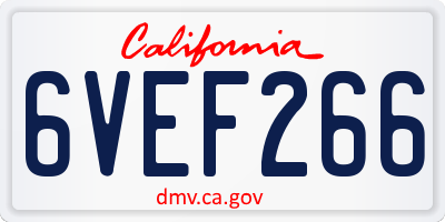 CA license plate 6VEF266