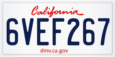 CA license plate 6VEF267