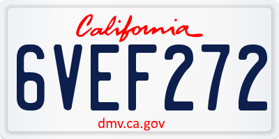 CA license plate 6VEF272