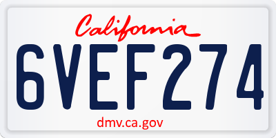 CA license plate 6VEF274