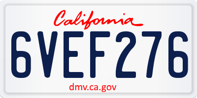 CA license plate 6VEF276