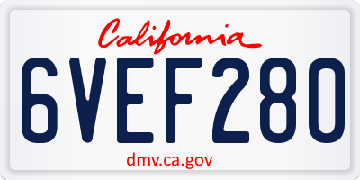 CA license plate 6VEF280