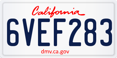 CA license plate 6VEF283