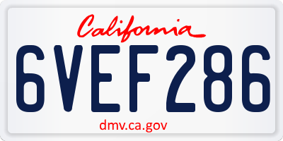 CA license plate 6VEF286