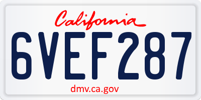 CA license plate 6VEF287