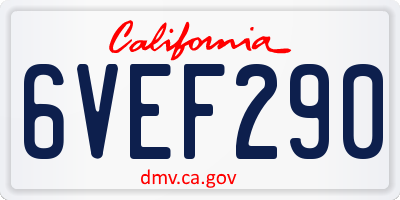CA license plate 6VEF290