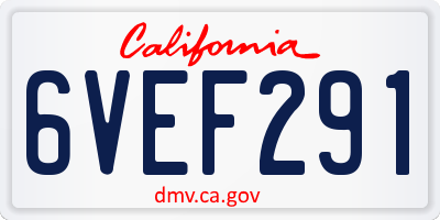 CA license plate 6VEF291