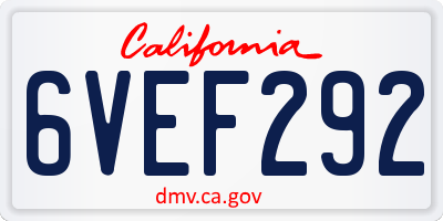 CA license plate 6VEF292
