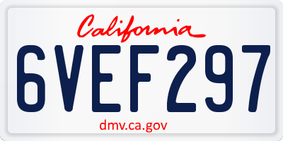 CA license plate 6VEF297