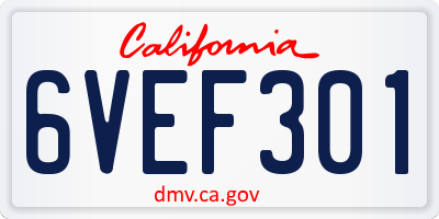 CA license plate 6VEF301