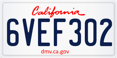 CA license plate 6VEF302